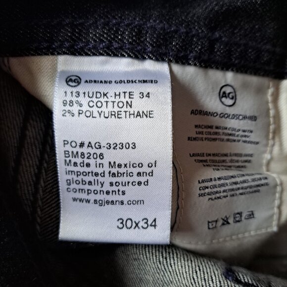 NEW AG Men's Matchbox Slim Straight Black Jeans Size 30 - Picture 16 of 16